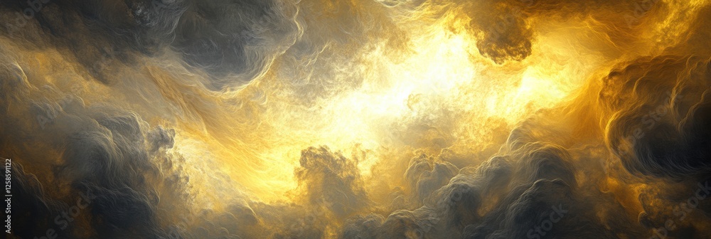 Poster swirling yellow and gray clouds in the dense atmosphere of venus illuminated by glowing sunlight. ge