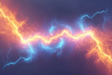 Dynamic Glowing Energy Waves in Orange and Blue Colors Against Dark Background