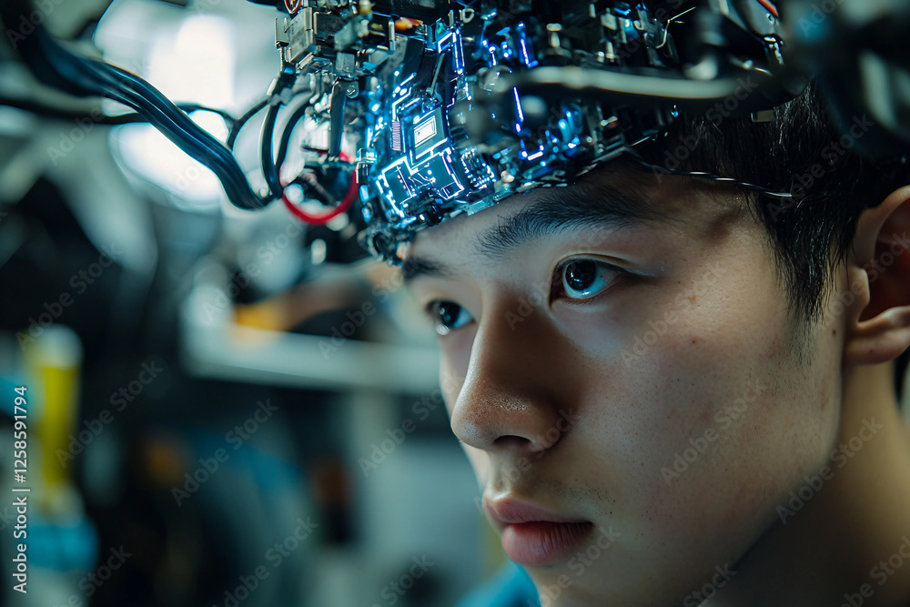 Poster ai generated robots in a smart factory, robot production