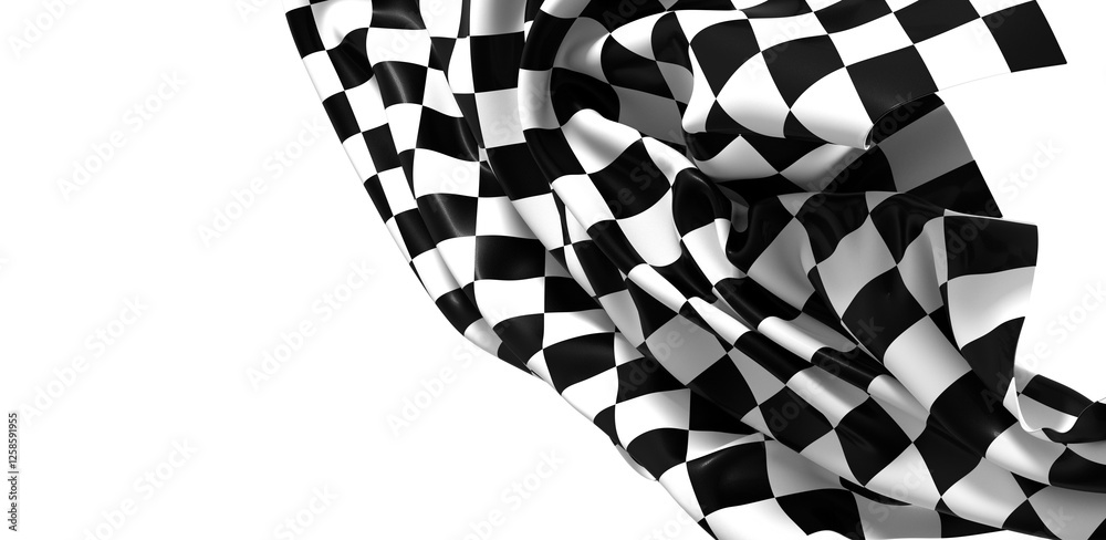 Poster Black and white checkered abstract background. Race background with space for text. Racing flag