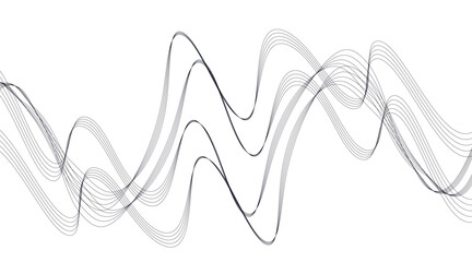 Thin wavy line abstract background. Abstract black lines wave curve motion on white, Curve wave seamless pattern.