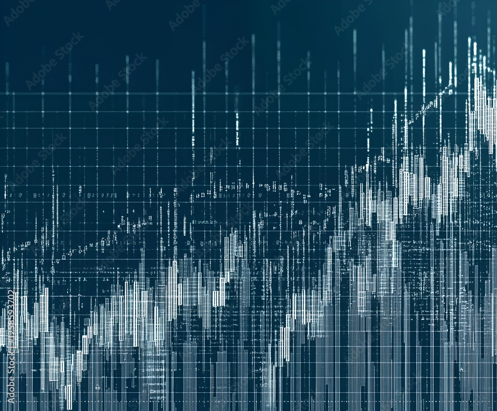 Poster upward trajectory: a minimalist digital rendering of a data visualization chart showing an upward tr