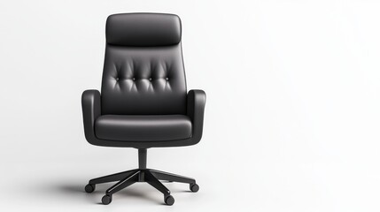 Sleek Black Office Chair Isolated on White Background for Design