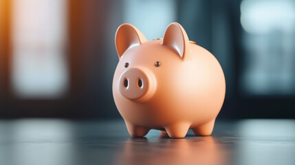 Glowing Piggy Bank with Coin Reflections on a Dark Background