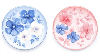 Watercolor floral plates with pastel hues for elegant dining