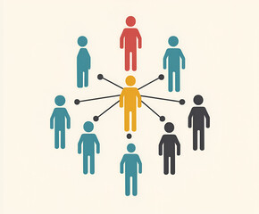 Connected Individuals: A minimalist illustration of a connected community, depicting individuals united through lines representing relationships and common goals.