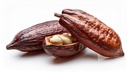 cacao beans isolated on white