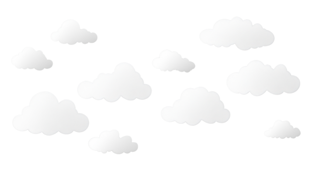 White paper clouds floating on transparent background - Powered by Adobe
