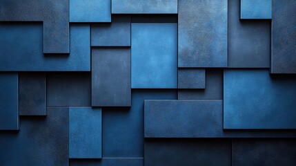 Minimalist Blue background with contemporary geometric shapes. Banner template with white space in the center for text. Ideal for creative projects, modern advertisements, and stylish web designs.