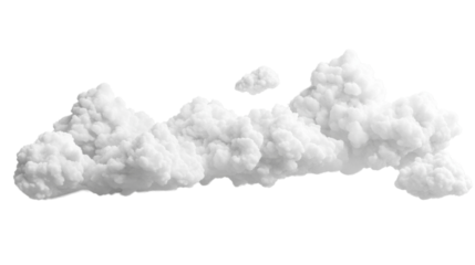 Realistic white clouds floating on transparent background