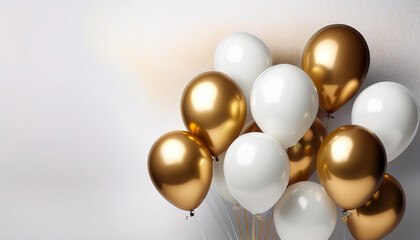 white gold balloons on white background