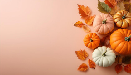 pumpkins and leaves on a pastel heritage with replica area autumn harvest thanksgiving and halloween invitation cards seasonal arrangement