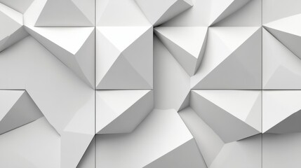 Fototapeta premium Triangular tiles forming a mosaic pattern in matte gray and white. generative ai
