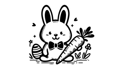 Easter bunny vector – cute rabbit holding a carrot