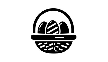 minimalistic vector of a holiday basket with traditional easter eggs