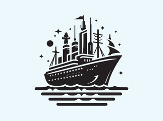 Simple Ship Silhouette Vector