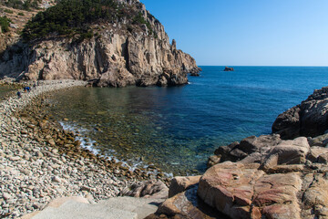 tranquil seascape with pebble beach