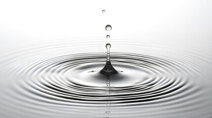 Water Droplet Creating Ripples on Calm Surface in Soft Light