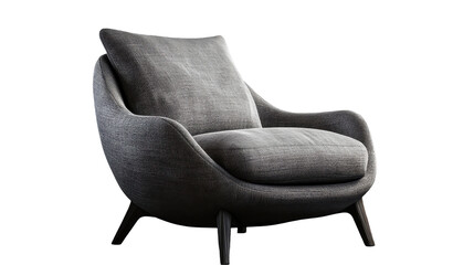 Stylish gray armchair, perfect for modern interiors and cozy living spaces. transparent background