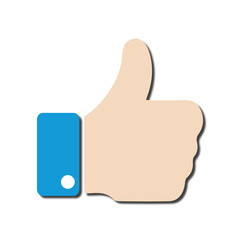 Thumb up like symbol with shadow effect isolated on a transparent or white background, vector illustration.
