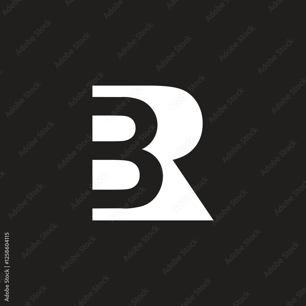 Fototapete letter br or rb initial unique stylish art icon logo design vector monogram, negative space b and mo