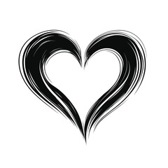 Black Grunge Brush Stroke Heart Symbol Isolated on White Background

