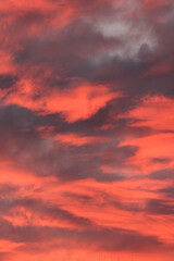 Cloudy red and orange sunset sky