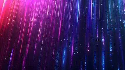 Obraz premium Abstract Purple and Blue Digital Rain Background Image with Glowing Lines and Particles