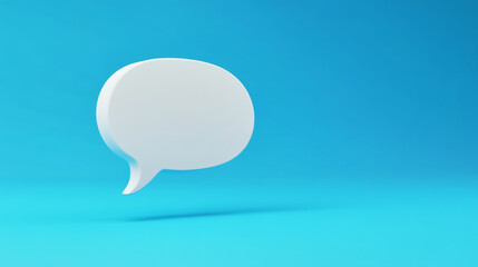 A highly detailed white speech bubble icon features a smooth clay material finish
