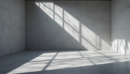 Obraz premium Empty Concrete Room with Sunlight Streaming Through Window