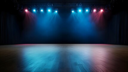 Empty Stage With Blue And Pink Lights