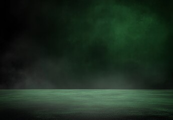 Green smoke, dark floor, studio backdrop, product display