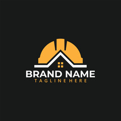 Naklejka premium Letter Construction Logo, home repair, roofing, remodeling, home renovation vector design