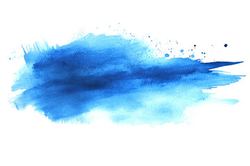 Obraz premium Abstract blue watercolor stain splashing on white background, creating a vibrant and artistic texture