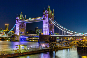 Tower Bridge in London at night