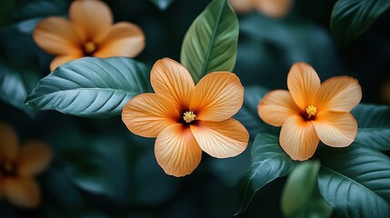 Obraz premium Orange Flowers in Lush Tropical Garden