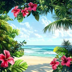 Tropical beach paradise framed by natural beauty and stunning coastal scenery