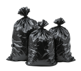 Plastic trash garbage bags isolated on transparent background, png