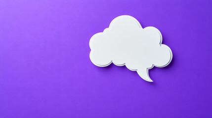 Whimsical paper cutout thought bubble layered on a bright purple background for creative projects
