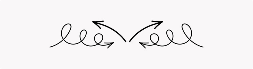 vector illustration of hand drawn and curved arrows.