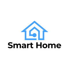 Smart house logo. Smart home logo icon with wireless connection concept.