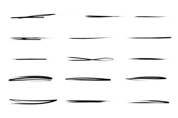 Set of hand drawn marker line vector illustration design element grunge strokes doodle lines underline scribble