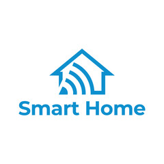 Smart house logo. Smart home logo icon with wireless connection concept.