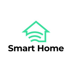 Smart house logo. Smart home logo icon with wireless connection concept.