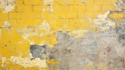 Fototapeta premium Yellow brick wall with a worn vintage look, generative ai