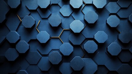 Abstract geometric wallpaper with hexagonal grid on a Blue background. Ideal for modern design and banner templates with copy space in the center for text.