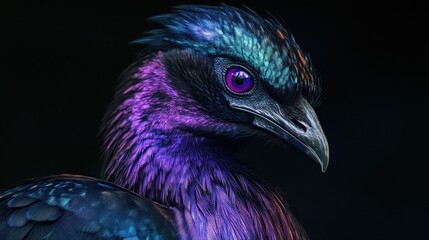 Mystical Avian Portrait: A Darkly Radiant Bird