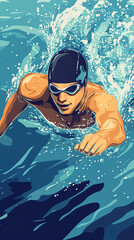 Competitive swimming athlete in action for sports and fitness inspiration