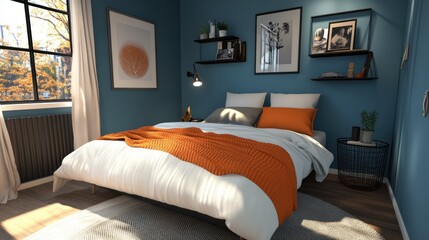 Modern Bedroom Interior Design With Orange Accents