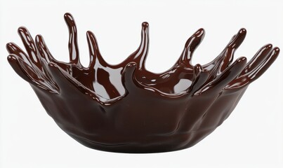 Chocolate splash crown, isolated, white background, dessert